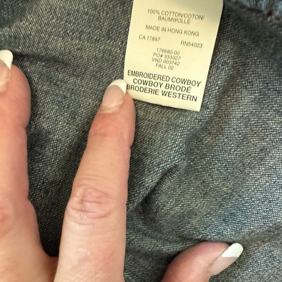 Gap Denim Embroidered Cowboy Shirt with pearl snap buttons vintage Y2K - Picture 10 of 10